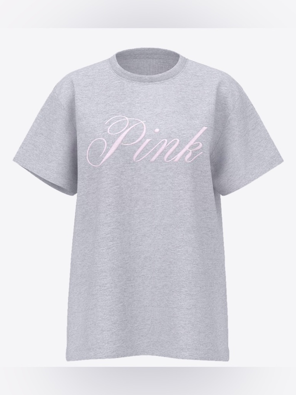 VS PINK Campus Cotton Tee Oversized XS Gray Graphic Short Sleeve